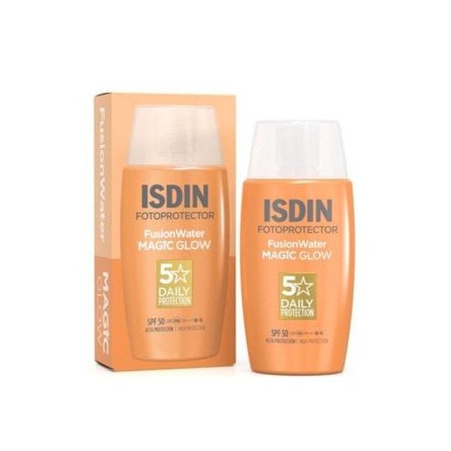 ISDIN Fusion water Magic Glow Слънцезащитен флуид с озаряващ ефект SPF50 х50 мл