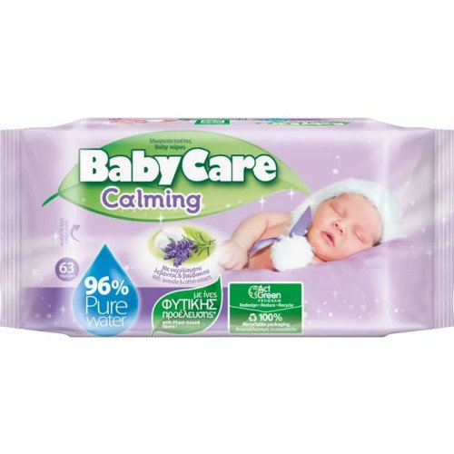 Baby Care Calming Бебешки мокри кърпи с екстракт от лавандула x63 бр