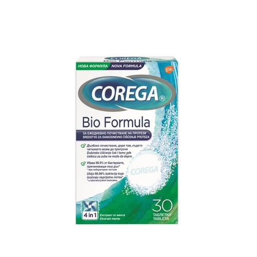 Corega Био Формула почистващи таблетки за зъбни протези х30 бр