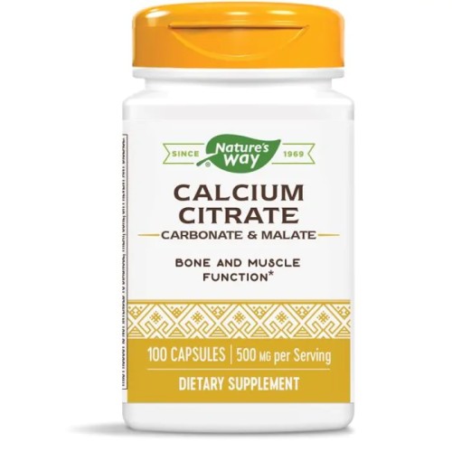 Nature’s Way Calcium Citrate Калциев цитрат подпомага усвояването на калций и укрепването на костната система 500 мг х100 капсули