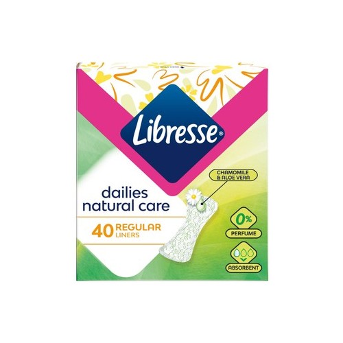 Libresse Natural care Normal Дамски превръзки ежедневни с алое вера и лайка x40 броя