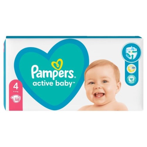 Пелени Pampers Active Baby Maxi Pack Размер 4 Maxi 58 бр