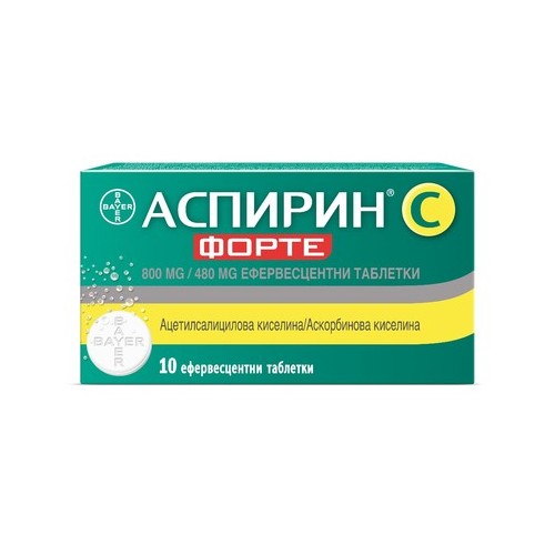 Аспирин C Форте при болка и температура х10 ефервесцентни таблетки Bayer