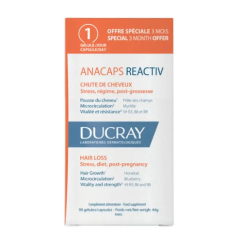 Ducray Anacaps Reactiv при реактивен косопад x90 капсули