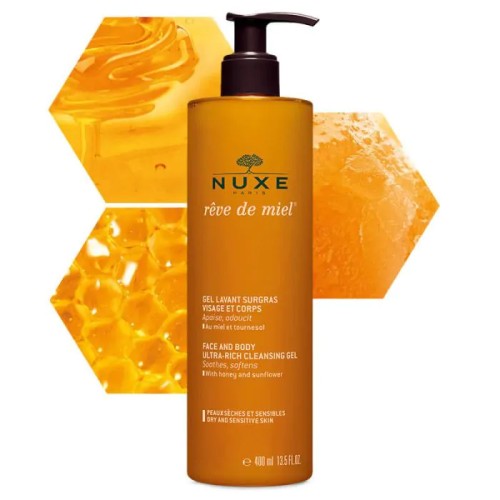 Nuxe Измиващ гел за лице и тяло за суха и чувствителна кожа 400 мл
