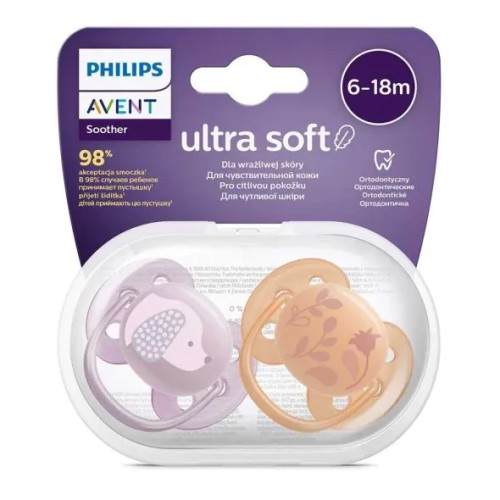 AVENT Силиконови меки залъгалки 2 бр. 6-18 м. ULTRA SOFT МОМИЧЕ