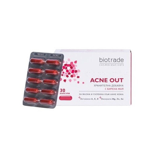 Acne Out Хранителна добавка с бирена мая х30 капсули Biotrade