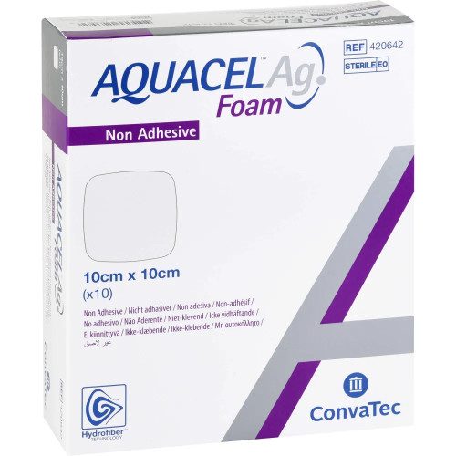 AQUACEL Ag Foam незалепваща превръзка 10х10 см 10 бр.