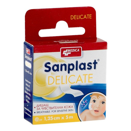 Medica Sanplast Delicate Прикрепващ пластир за чувствителна кожа 1.25 см/5 м