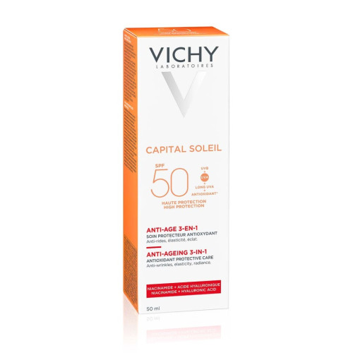 Vichy Ideal Soleil Слънцезащитен анти-ейдж крем, с антиоксидантен ефект SPF50 50 мл