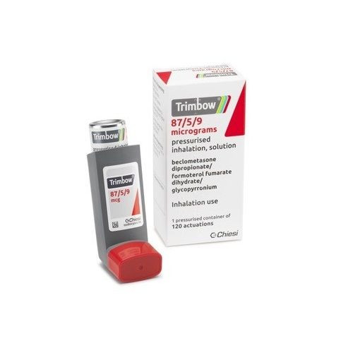 Тримбоу Инхалер 87 мкг /5 мкг/9 мкг х 120 дози /Trimbow pressurised inhalation, solution 87mcg/ 5mcg/ 9mcg 1 inhaler with 120 actuations